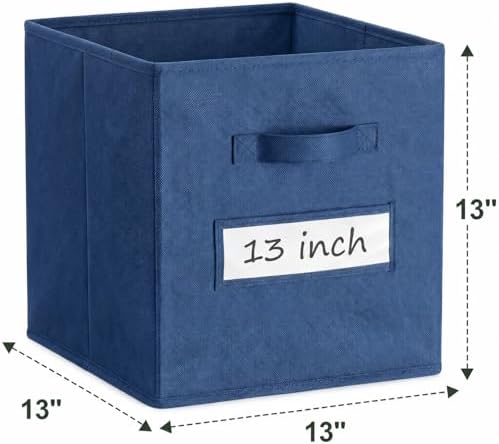Storage Bins,13 Inch Cube Storage Bin with Labels,6pcs,Navy Blue - Image 3