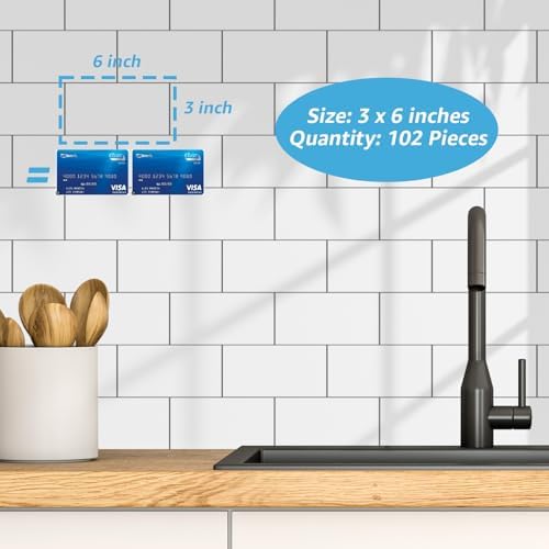Art3d 102-Pack Peel and Stick Backsplash on Subway Tile, Glossy White - Image 5