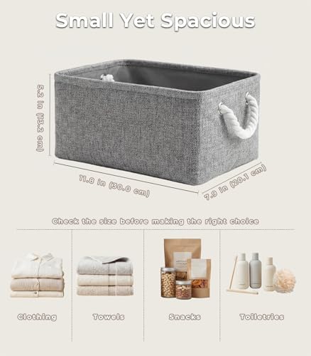 TheWarmHome Storage Bins for Shelves - 11.8x7.9x5.2 inch Grey Small Storage Baskets for Organizing, Fabric Storage Cubes Closet Organizer for Home Nursery Gift Decorative (Gray) - Image 2