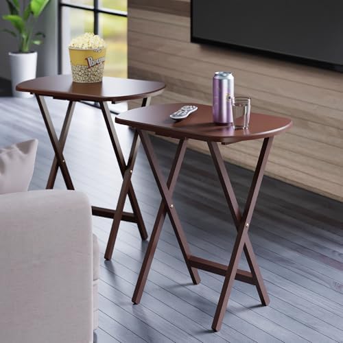 Winsome Corbett Set of 2 Oversized Foldable Snack Tables, Easy to Store Portable Fold Up Table Set for Kitchen, Living Room TV Dining, Crafts, Puzzles, Work from Home - Image 2