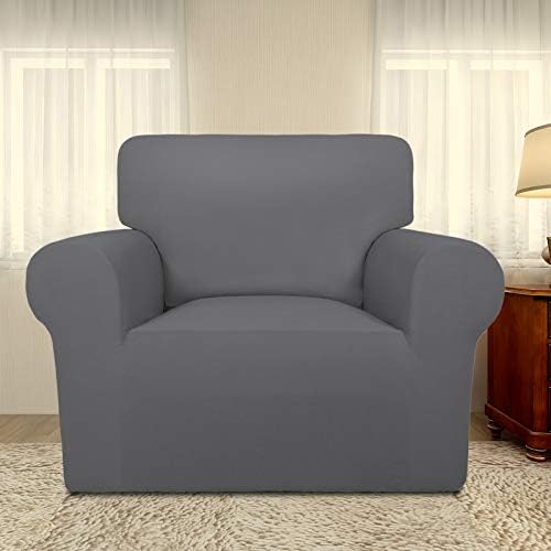 PureFit Super Stretch Chair Covers Fleece Couch Covers for Sofa Gray - Image 2