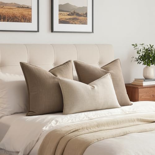 MIULEE Decorative Linen Lumbar Pillow Cover 12x20 Inch Natural Beige - Image 4