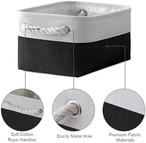 TheWarmHome Storage Bins for Shelves - 6 Pack 11.8x7.8x5.2 inch Collapsible Storage Cubes, Basket for Gifts Empty Closet Organizing Dog Toy Box (White & Black) - Image 6