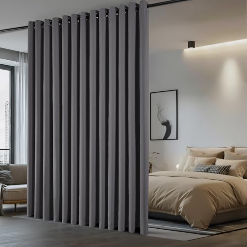 NICETOWN Wall Curtain for Bedroom, Room Divider Curtain for Doorways, Vertical Blind for Sling Door, Privacy Sound Reduction Curtains Room Dividers for Patio (Grey, 1 Panel, 8ft Tall x 8.3ft Wide) by NICETOWN