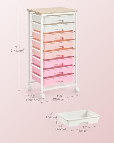 VASAGLE Rolling Cart with Drawers, Craft Organizers and Storage - Image 3