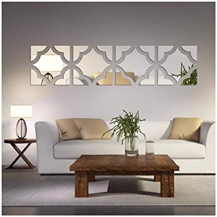 3D Mirror Wall Stickers, 4 Pcs Acrylic Square Geometric Pattern DIY Art Decals, Self Adhesive Mirror Plastic Wall Sheet Tiles Home Decoration for Living Room Bedroom Stair Wall Decor (Square- 4pcs) by Unknown