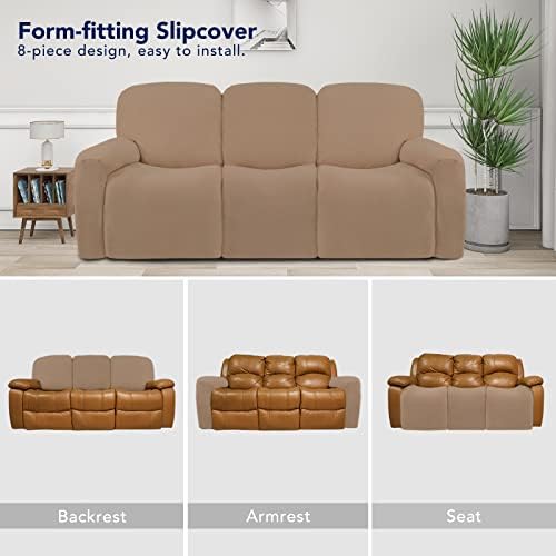 PureFit Super Stretch 3 Seats Recliner Sofa Couch Cover with Pocket - Image 4