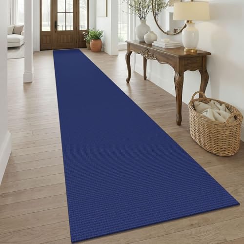KOZYFLY 3x20 Runners Rugs for Hallway, Extra Long Washable Runner Rug, Non Slip Rubber Backed Kitchen Runner, Cotton Entryway Rug, Floor Carpet for Entry, Aisle, Hall, Deep Navy Blue by KOZYFLY