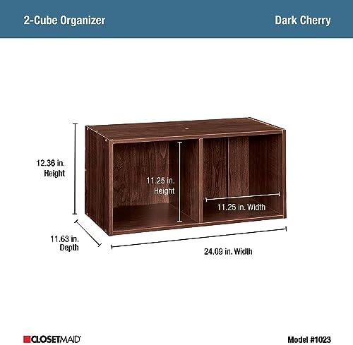 ClosetMaid Cubeicals 2-Cube Storage Shelf Organizer - Stackable or Wall-Mountable, Easy Assembly, Dark Cherry Finish - Image 3