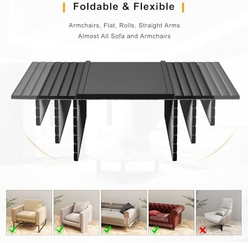 Bestjing 2 in 1 Bamboo Sofa Armrest Tray Table for Couch (Black) - Image 5