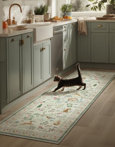 Machine Washable Kitchen Runner Rugs: 2'6"x8' Hallway Runner Non Slip Low Pile Stain Resistant Soft Carpet Runner Rugs for Bedroom Hallway Indoor Entryway Kitchen Laundry Room Beside Farmhouse by palohom