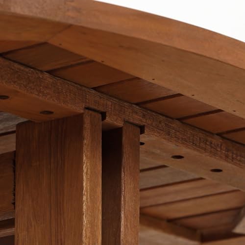 Furinno TIOMAN Outdoor Gateleg Round Patio Table, Natural - Image 7