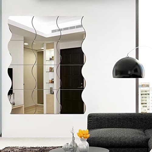 12PCS Wavy Mirror Wall Stickers Decor, 3D Art DIY Home Decorative Acrylic Mirror for Home Living Room Bedroom Sofa TV Setting Wall Decoration Decor(6.3 * 6.7inches)… by Bixzegg