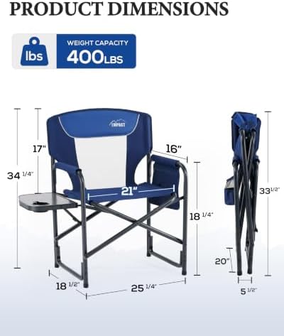 Heavy Duty Oversized Camping Folding Chair, Support 400lbs - Image 3