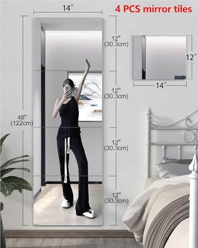 Unbreakable Kids Mirror Tiles for Wall Decor, 4 PCS 14 x 12 Inches Toddler Mirror Full Length, Stick on Classroom Small Plastic Baby Mirrors, Shatterproof Home Gym Acrylic Door Mirrors for Bedroom - Image 2