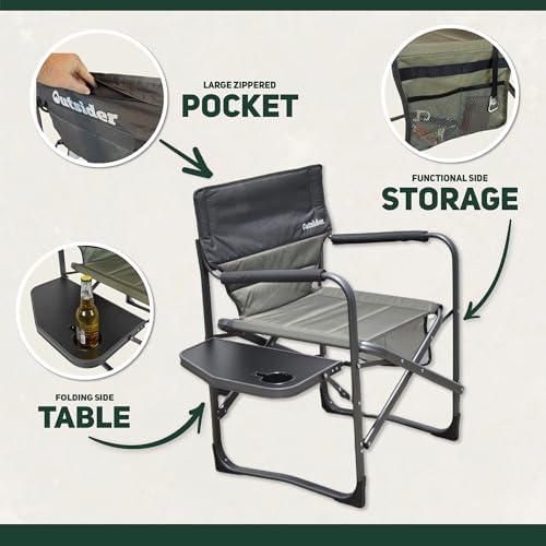 OUTSIDER Portable Directors Camping Chair, Lightweight Folding Aluminum Outdoor Chair with Side Table and Storage Pouch for Camping, Lawn, Sports and Fishing, Heavy Duty Supports 350lbs - Image 5