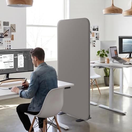 DECOLAB Standing Wall Room Dividers, Portable Partition, 29"x65", Sterling - Image 2