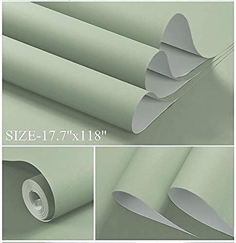 Dimoon 787''x17.7'' Green Peel and Stick Wallpaper Contact Paper Modern Self Adhesive Wall Paper Removable Renter Friendly Textured Solid Color Shelf Cabinet Vinyl Roll (787''x17.7'',Light Green) - Image 3