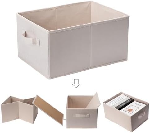Clothings Collapsible Storage Bins, Foldable Organizers and Storage Baskets Cube Storage Bin for Bedroom Living Room (4 Pack) (Flaxen, 15.4x11.4x7.9inch) - Image 4