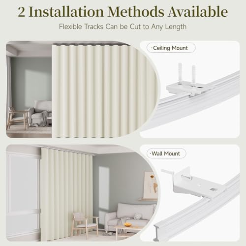 Room Divider Curtains Set, Extra Wide Blackout Curtains with Ceiling Track - Image 3