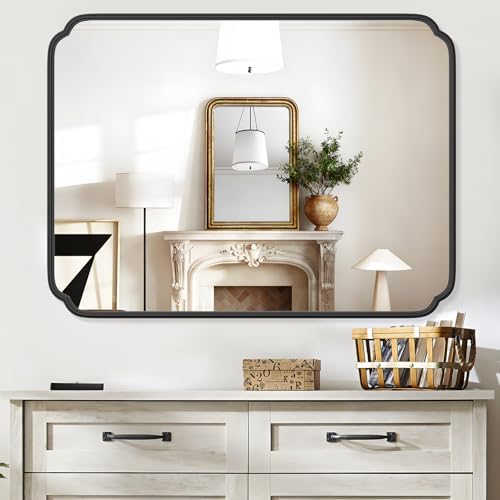 Ferytange 36 x 48 Inch Black Bathroom Vanity Mirror for Wall with Non-Rusting Metal Frame Large Rounded Rectangle Mirror for Over Sink (Horizontal/Vertical) - Image 2