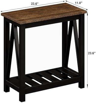ChooChoo Farmhouse End Table, Narrow Side Table with Shelf - Image 3