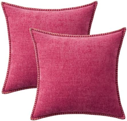 MIULEE Decorative Couch Throw Pillow Covers 18x18 Inch Hot Pink 2 Pack - Image 6