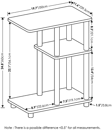 Furinno Turn-N-Tube Toolless C-Shape Side Table, 3-Tier, French Oak - Image 3