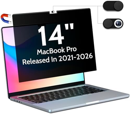 Peslv Magnetic Privacy Screen for MacBook Pro 14 Inch (2021-2026, M1, M2, M3, M4, M5), Removable Matte Blue Light Glare Filter for Mac Pro 14.2" Laptop Computer by peslv