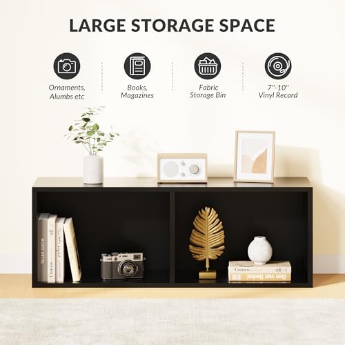 IOTXY DIY Modular Cubby Bookcase - Stackable 2-Cube Open Bookshelf, Black - Image 4