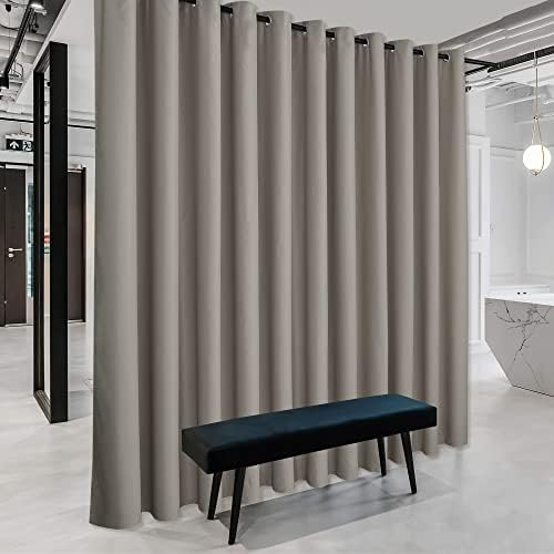 RYB HOME Extra Wide Curtains for Divider for Room Separation Soundproof Temporary Door Curtains for Bedroom Closet Office Home Theatre Garage Living Room Privacy Drop Cloth, W 20 x T 7 ft, Sand by RYBHOME
