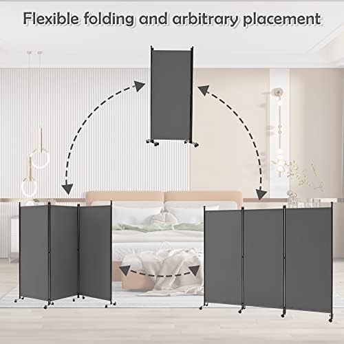 Spurgehom 3 Panel Rolling Room Divider, Folding Partition Privacy Screens - Image 4