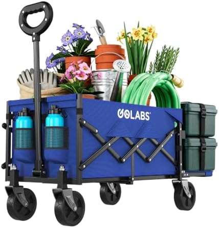 Golabs WA1 Collapsible Folding Wagon Cart, Max 220lb Load, Expands to 100L by GOLABS
