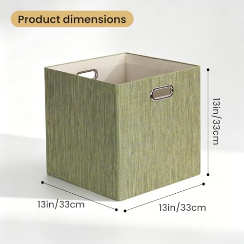 Posprica Storage Cubes, 13 x 13 x 13 Inches Fabric Bins with Double Handles - Image 3