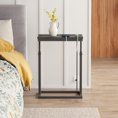 TUTOTAK End Table with Charging Station, Side Table, Tall Couch Table - Image 6