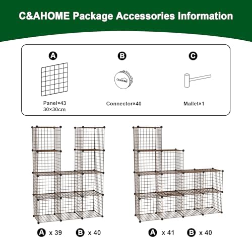 C&AHOME Wire Cube Storage, 12 - Cube Organizer Metal C Grids, Closet, Brown - Image 7