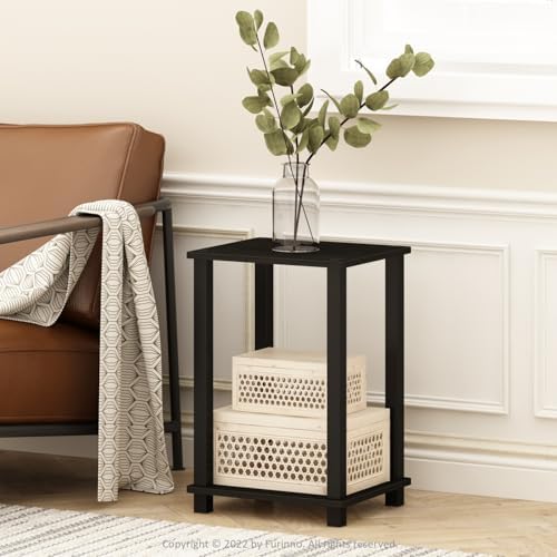 Furinno Simplistic Toolless Small 2-Tier Night Stand, Black Espresso - Image 2