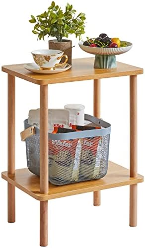 IBUYKE 2-Tier Side Table, Wood End Table, Natural UWST002N by IBUYKE