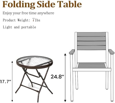 Outdoor Side Table, Small Patio End Table, Brown - Image 2