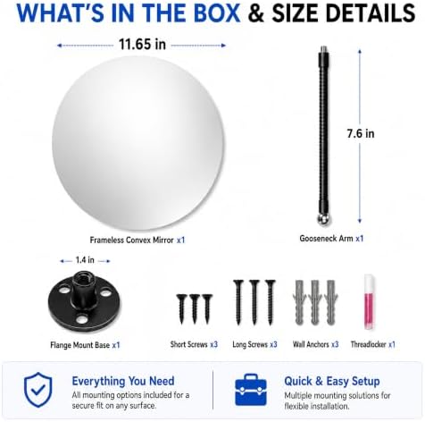 11.6 Inch Convex Safety Mirror, Adjustable Wall Mount - Image 4