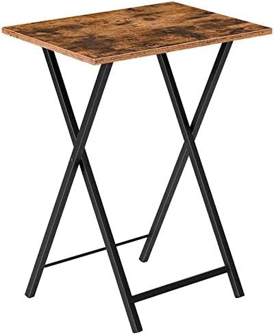HOOBRO Folding TV Table, TV Tray, Stable Snack Table for Small Space, Portable Sofaside Desk, Easy Assembly and Storage, Ideal for Snacks and Meals in Living Room, Rustic Brown and Black BF15BZ01 by HOOBRO