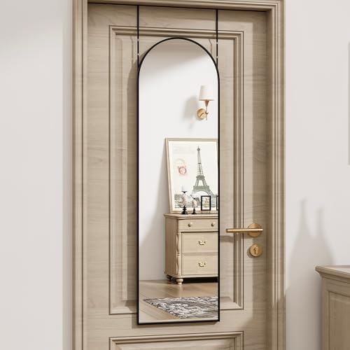 Vlush Door Mirror, Full Length Mirrors Over The Door, 14'' x 48'' Hanging/Rectangular Wall Mirror, Wall-Mounted/Hanging/Leaning, Home Decor,(Black) - Image 2