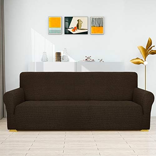 ZNSAYOTX Couch Covers for 3 Cushion Couch High Stretchy Spandex Pet Friendly Sofa Slipcover 1 Piece Non Slip Couch Covers Large Furniture Protector (Coffee, Sofa) - Image 2