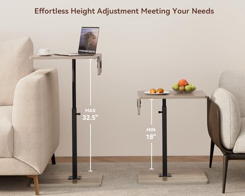 C Shaped End Table with Charging Station, Adjustable Height C Table End Table, 360°Swivel TV Tray Table for Small Spaces, Rounded Corners Couch Table, Side Tables Living Room for Sofa,Chair,Snack,Bed - Image 5