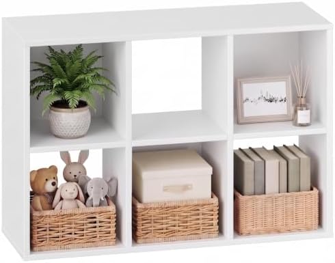 6 Cube Storage Organizer, White Cube Bookshelf, Multifunctional Bookcase by ALPEN