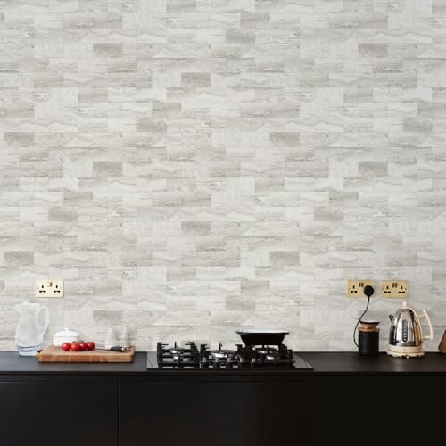 Vamos Tile 100-Piece Matt Beige Mixed Grey Slate Peel and Stick Backsplash Seamless Tile,3''x6'' PVC Subway Tile,Stick on Backsplash for Kitchen/Bathroom/Laundry Room - Image 6