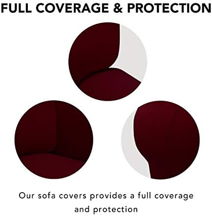 PureFit Stretch Oversized Couch Covers Fleece Sofa Slipcovers Wine - Image 3