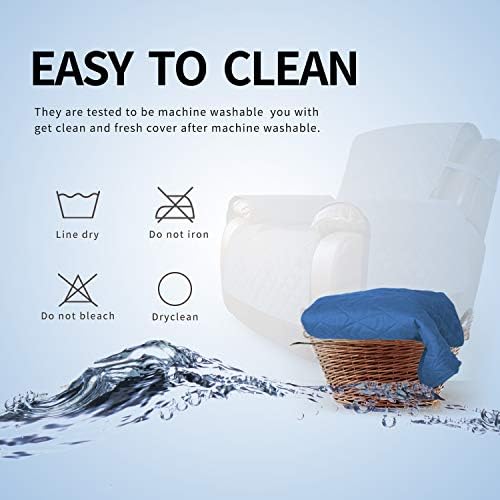 Easy-Going Reversible Couch Cover, Recliner 19 in, Blue/Ivory - Image 7