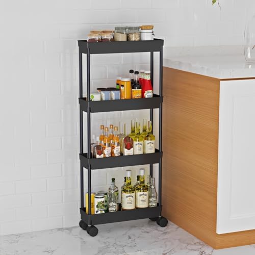 Sooyee 4 Tier Slim Storage Cart, Black - Image 5