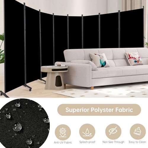 Room Divider Large 8 Panel Privacy Screen,Portable Room Partition on Wheels - Image 3